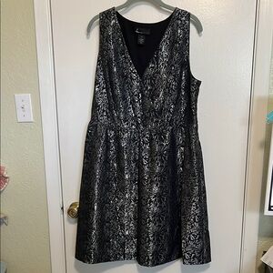 Lane Bryant Silver and Black Sleeveless Mini Dress